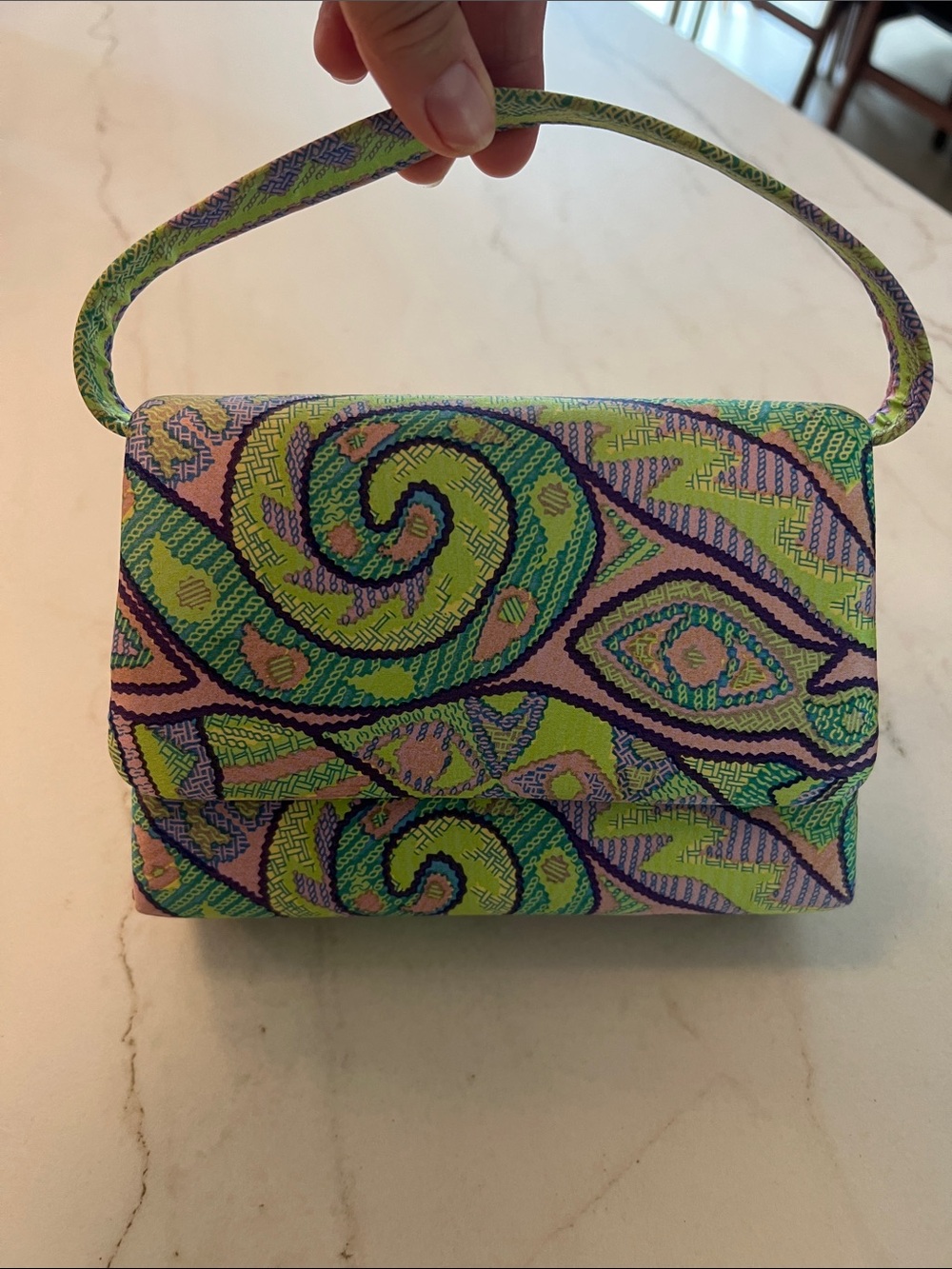 Green print mini bag